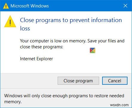 Windows 11/10 में सूचना हानि संदेश को रोकने के लिए प्रोग्राम बंद करें 