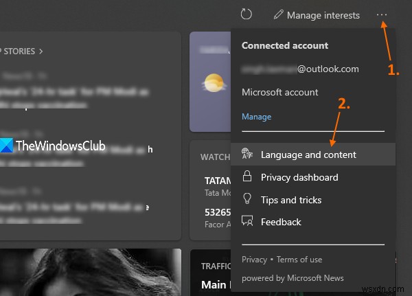 विंडोज 11/10 में टास्कबार पर न्यूज और इंटरेस्ट फीड की भाषा कैसे बदलें 