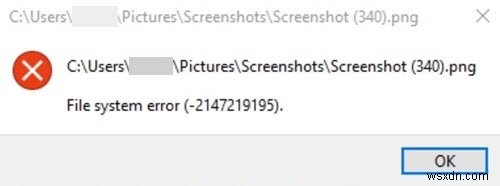 Windows 11/10 . पर फ़ाइल सिस्टम त्रुटि (-2147219195) ठीक करें 