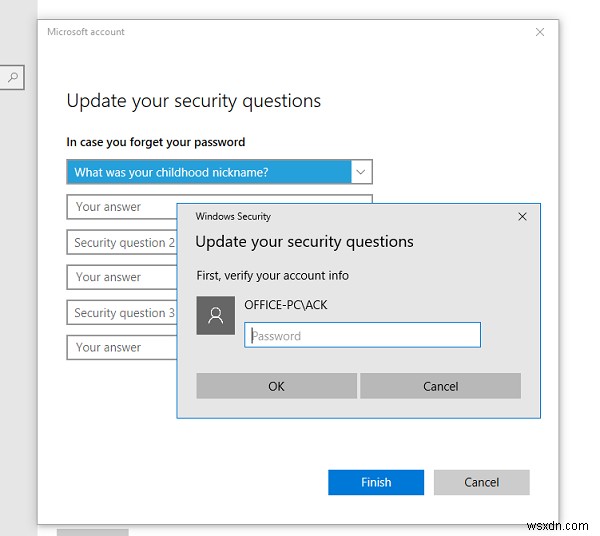Windows स्थानीय खाता पासवर्ड रीसेट करने के लिए सुरक्षा प्रश्न जोड़ें 