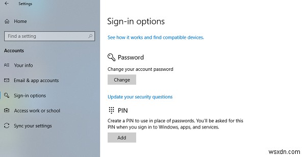 Windows स्थानीय खाता पासवर्ड रीसेट करने के लिए सुरक्षा प्रश्न जोड़ें 