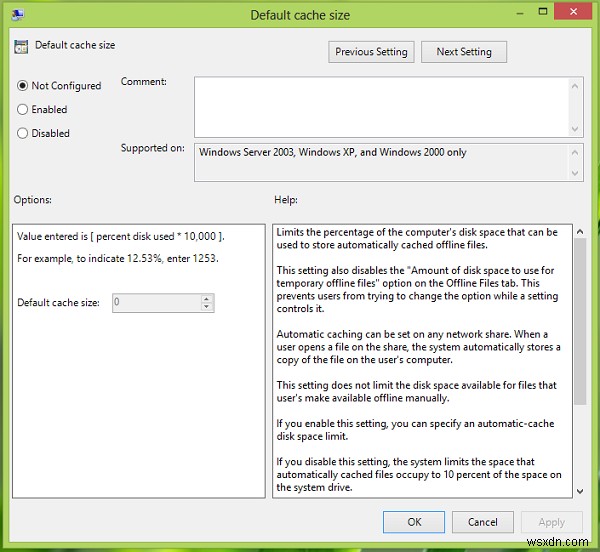 Windows 11/10 में ऑफ़लाइन फ़ाइलों के लिए उपयोग करने के लिए डिस्क स्थान की मात्रा कॉन्फ़िगर करें 