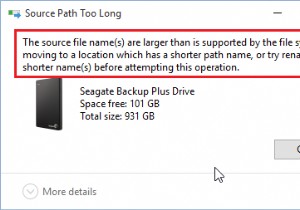 स्रोत फ़ाइल नाम फ़ाइल सिस्टम द्वारा समर्थित से बड़े हैं 