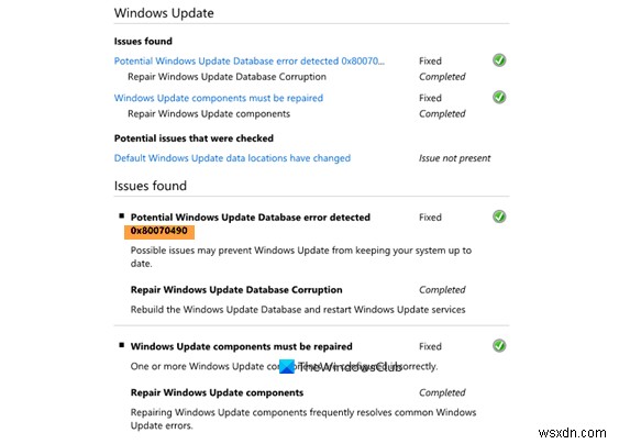 Windows अद्यतन त्रुटि कोड को ठीक करें 0x80070490 