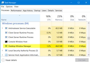 डेस्कटॉप विंडो मैनेजर dwm.exe उच्च CPU, GPU या मेमोरी की खपत करता है 