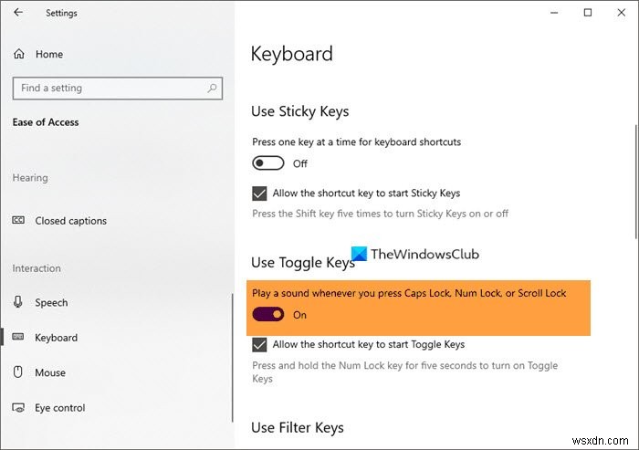 Windows 11/10 में Caps Lock, Num Lock या स्क्रॉल लॉक चेतावनी सक्षम करें 