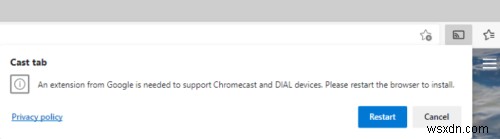 माइक्रोसॉफ्ट एज टूलबार में कास्ट आइकन कैसे जोड़ें 