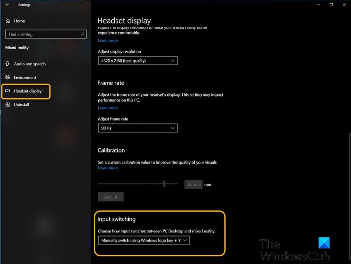 विंडोज 10 में डेस्कटॉप और विंडोज मिक्स्ड रियलिटी इनपुट स्विचिंग को कैसे बदलें 