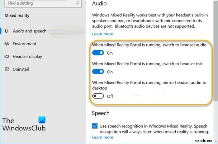 जब विंडोज 10 में मिक्स्ड रियलिटी पोर्टल चल रहा हो तो सेटिंग्स को कैसे ऑन या ऑफ करें 