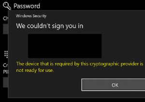 इस क्रिप्टोग्राफ़िक प्रदाता द्वारा आवश्यक उपकरण उपयोग के लिए तैयार नहीं है 