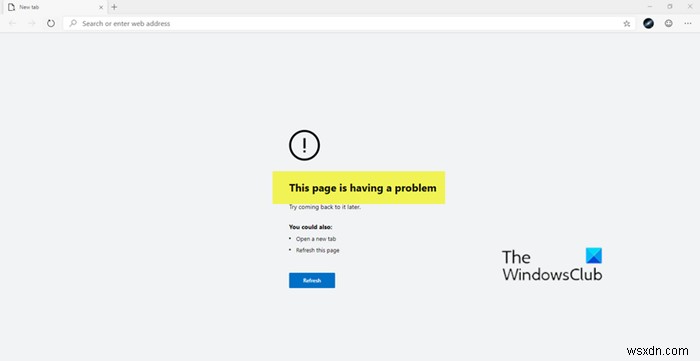 ठीक करें इस पृष्ठ में Microsoft Edge में समस्या त्रुटि आ रही है 