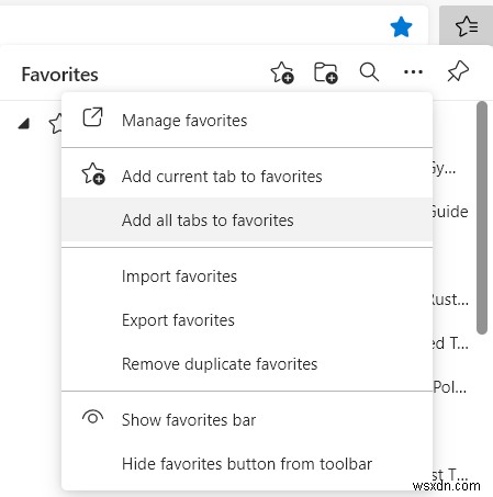 Microsoft एज ब्राउज़र में पसंदीदा कैसे प्रबंधित करें 