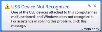USB उपकरण पहचाना नहीं गया, इस कंप्यूटर से आपके द्वारा कनेक्ट किया गया अंतिम USB उपकरण खराब हो गया 