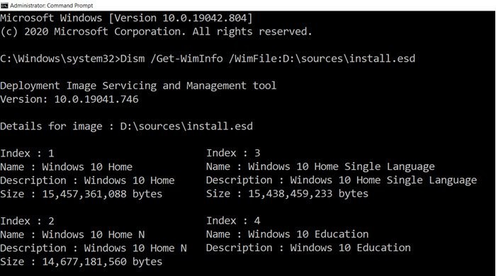 Windows 10 एकाधिक संस्करण ISO से विशिष्ट Windows संस्करण निकालें 
