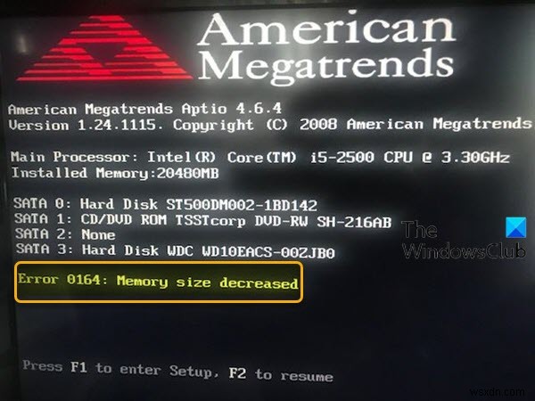 0164 त्रुटि, मेमोरी का आकार कम हो गया - विंडोज 10 कंप्यूटर पर रैम की समस्या 