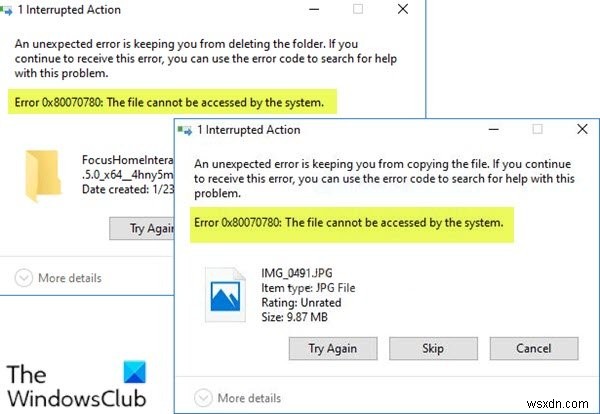 फिक्स एरर 0x80070780, फाइल को सिस्टम द्वारा एक्सेस नहीं किया जा सकता है 