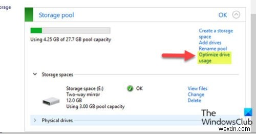 विंडोज 11/10 में स्टोरेज स्पेस के लिए स्टोरेज पूल में ड्राइव यूसेज को कैसे ऑप्टिमाइज़ करें? 