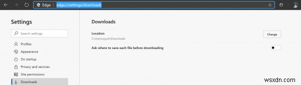 माइक्रोसॉफ्ट एज में डिफॉल्ट डाउनलोड फोल्डर लोकेशन कैसे बदलें 