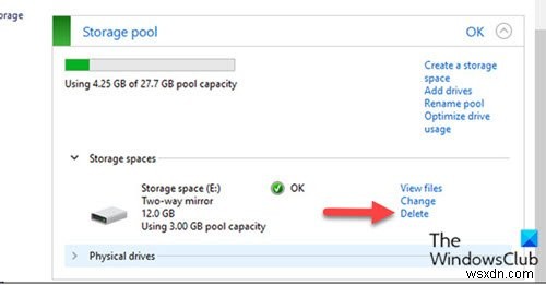 विंडोज 11/10 में स्टोरेज पूल से स्टोरेज स्पेस कैसे हटाएं 