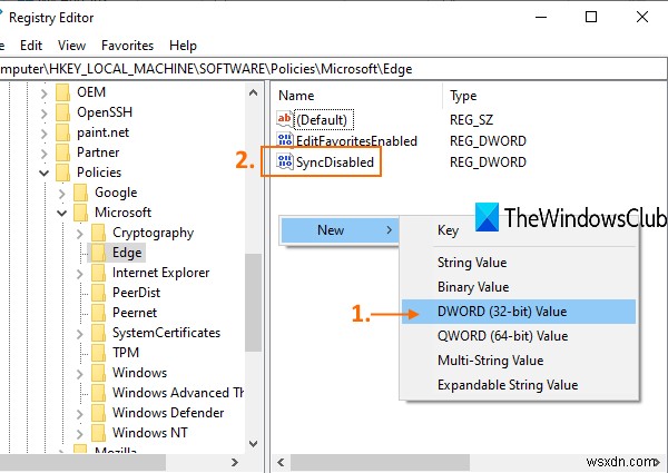 रजिस्ट्री का उपयोग करके Microsoft एज में सभी प्रोफाइल के लिए सिंक को सक्षम या अक्षम कैसे करें 