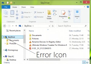 Windows फ़ाइल एक्सप्लोरर में OneDrive विस्मयादिबोधक चिह्न त्रुटि चिह्न 