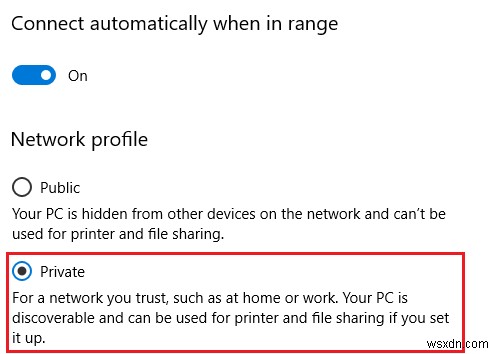 Windows के पास इस डिवाइस के लिए नेटवर्क प्रोफ़ाइल नहीं है 