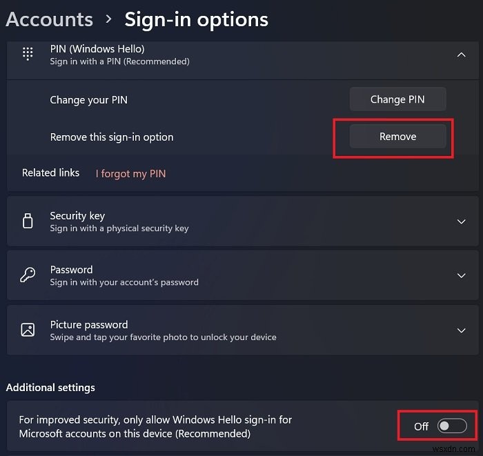 विंडोज 11/10 में पिन लॉगिन कैसे हटाएं 