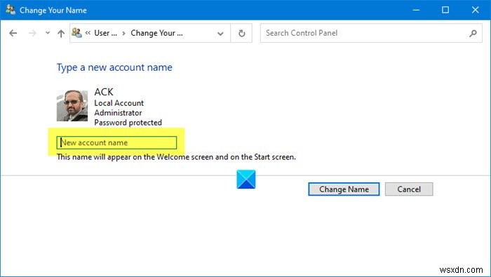 विंडोज 11/10 में यूजर अकाउंट का नाम कैसे बदलें 
