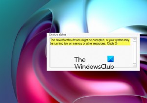 इस डिवाइस का ड्राइवर दूषित हो सकता है या सिस्टम की मेमोरी कम हो सकती है (कोड 3) 