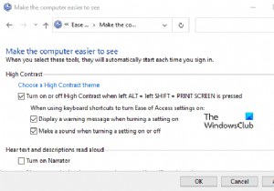 Windows 11/10 में उच्च कंट्रास्ट चेतावनी संदेश और ध्वनि सक्षम या अक्षम करें 