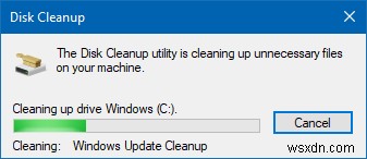 डिस्क क्लीनअप विंडोज अपडेट क्लीनअप पर अटका हुआ है 