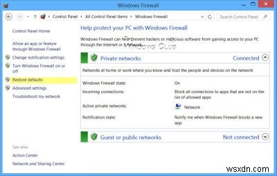 विंडोज फ़ायरवॉल सेटिंग्स को डिफ़ॉल्ट पर कैसे पुनर्स्थापित या रीसेट करें 