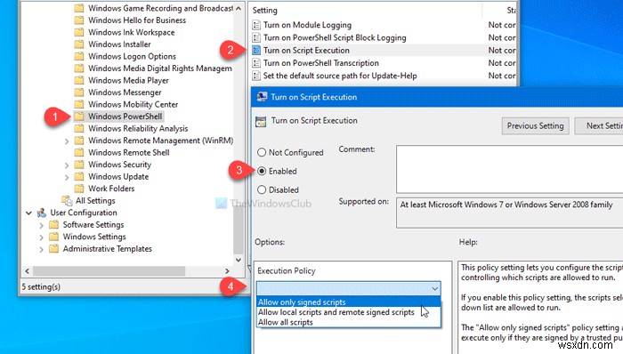 Windows PowerShell स्क्रिप्ट निष्पादन को चालू या बंद कैसे करें 