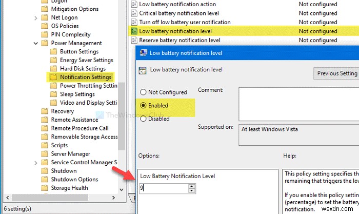 Windows 11/10 . में रजिस्ट्री या समूह नीति संपादक का उपयोग करके बैटरी सूचना सेटिंग प्रबंधित करें 