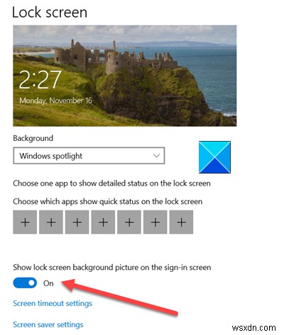 Windows 10 में साइन-इन स्क्रीन पर लॉक स्क्रीन पृष्ठभूमि चित्र दिखाएँ सक्षम या अक्षम करें 