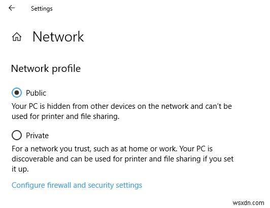 विंडोज 10 में नेटवर्क प्रोफाइल को पब्लिक से प्राइवेट में बदलने का विकल्प गायब है 