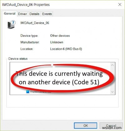 यह डिवाइस वर्तमान में किसी अन्य डिवाइस पर प्रतीक्षा कर रहा है (कोड 51) 