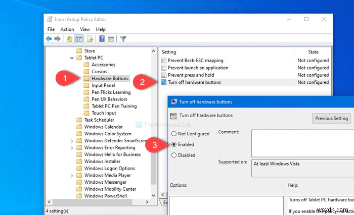 विंडोज 10 टैबलेट पीसी में हार्डवेयर बटन को सक्षम या अक्षम कैसे करें 