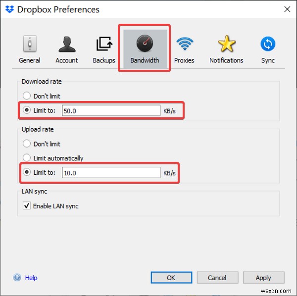 OneDrive और Dropbox द्वारा बैंडविड्थ उपयोग को कैसे सीमित करें 