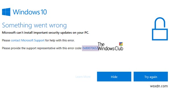 Windows अद्यतन त्रुटि को ठीक करें 0x80070652 