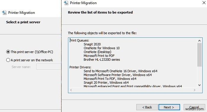 विंडोज 10 में प्रिंटर माइग्रेशन टूल का उपयोग करके प्रिंटर ड्राइवर्स और क्यू का बैकअप कैसे लें 
