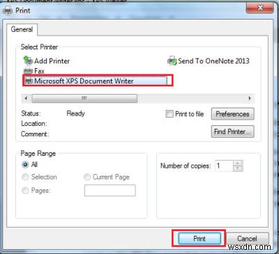 विंडोज पीसी में माइक्रोसॉफ्ट एक्सपीएस डॉक्यूमेंट राइटर को कैसे प्रिंट करें 