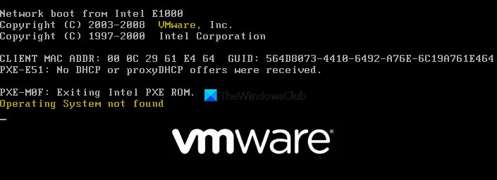 VMware ऑपरेटिंग सिस्टम को ठीक करें बूट त्रुटि नहीं मिली 