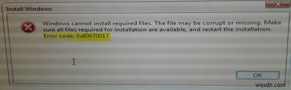स्थापना, अद्यतन या सिस्टम पुनर्स्थापना के दौरान Windows त्रुटि कोड 0x80070017 को ठीक करें 