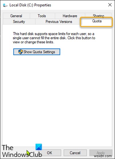 विंडोज 10 में ड्राइव प्रॉपर्टीज में कोटा टैब कैसे जोड़ें या निकालें 