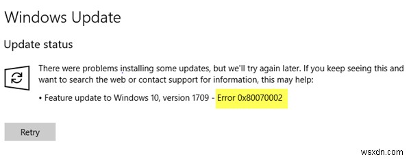 Windows 10 अद्यतन त्रुटि कोड 0x80d02002 को ठीक करें 