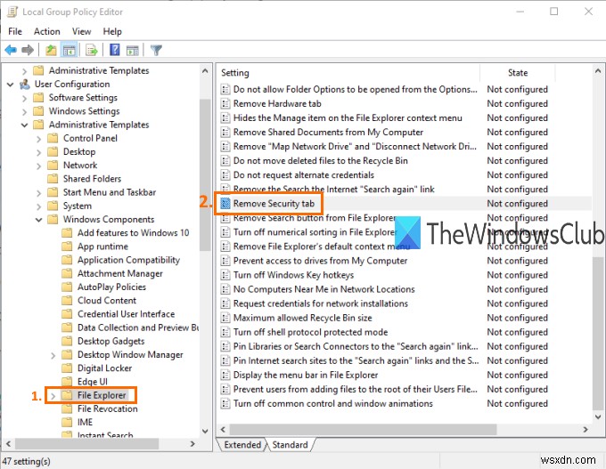 विंडोज 10 में फाइल एक्सप्लोरर से सिक्योरिटी टैब कैसे जोड़ें या निकालें? 
