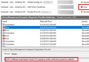 CA प्रमाणपत्र का नवीनीकरण करने के बाद Windows 10 डिवाइस पर SCEP परिनियोजन विफल हो जाता है 