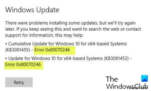 Windows 10 पर Windows अद्यतन त्रुटि 0x80070246 ठीक करें 
