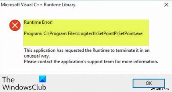 विंडोज 10 पर लॉजिटेक सेटपॉइंट रनटाइम त्रुटि को ठीक करें 